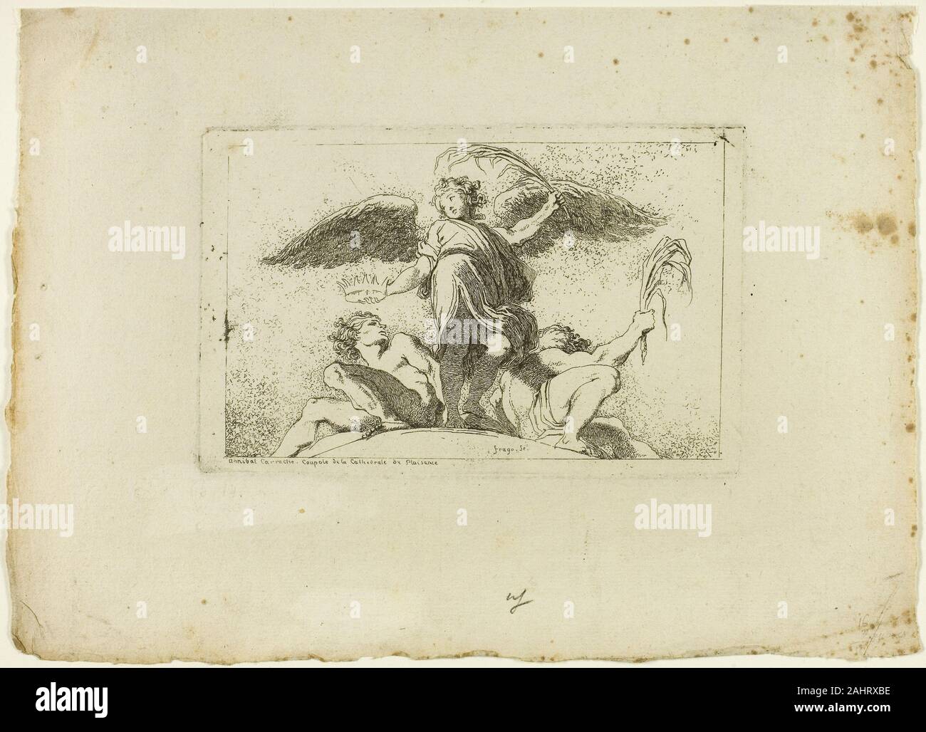 Jean Honoré Fragonard. Engel Holding ein Palm und eine Krone. 1764. Frankreich. Radierung auf Elfenbein Bütten Stockfoto