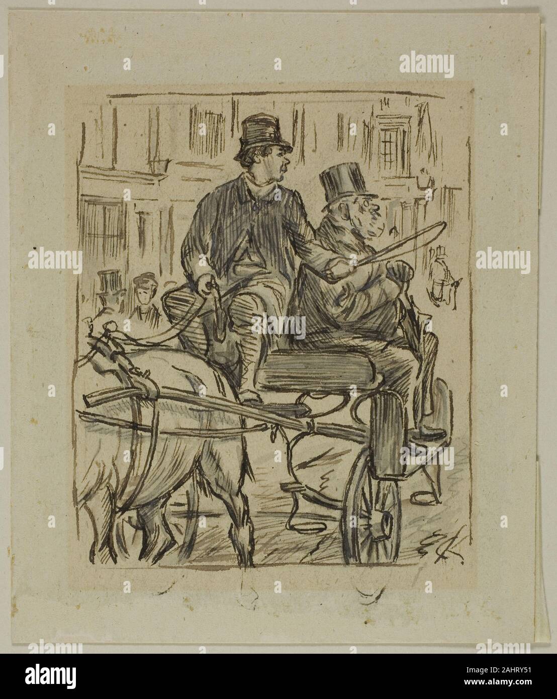 Charles Samuel Keene. Die Sehenswürdigkeiten von Dublin. 1877. England. Pen und braun Tinte, mit Pinsel in Grau waschen, über Graphit, auf Creme webte Karte Stockfoto