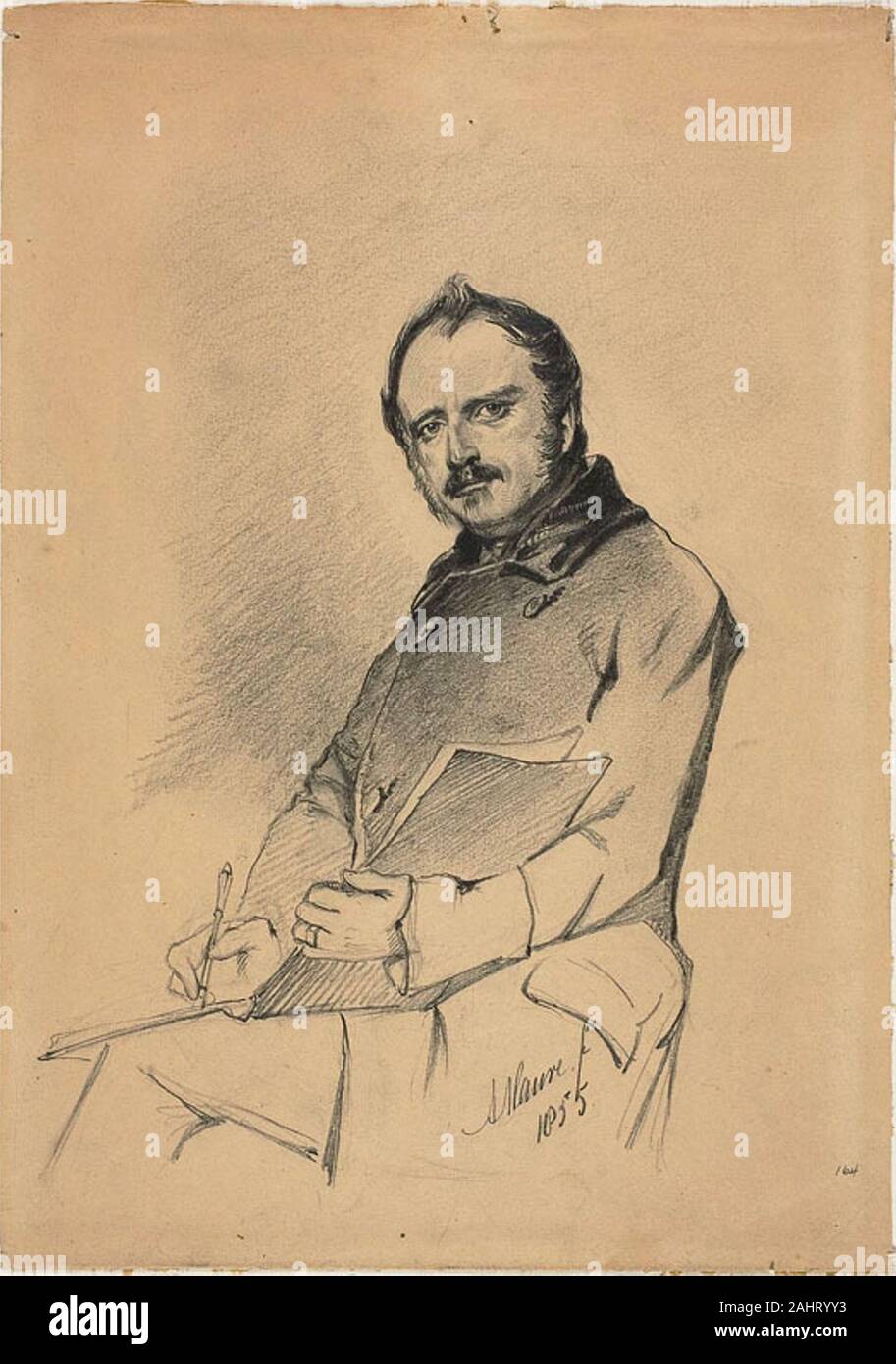 Anton Mauve. Porträt eines Mannes zu schreiben. 1855. Niederlande. Graphit auf Tan webte Papier Stockfoto