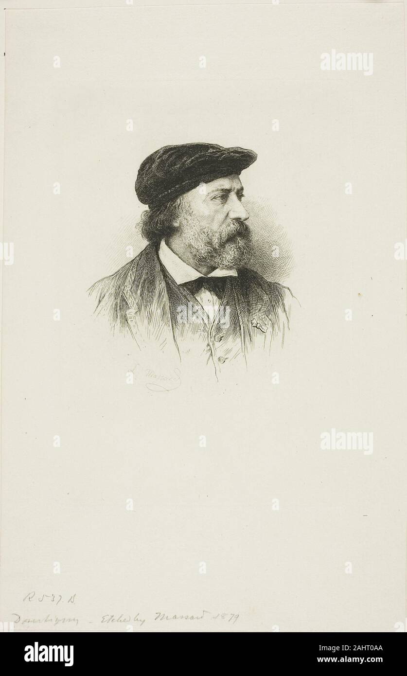 Léopold Massard. Portrait von Daubigny. 1879. Frankreich. Radierung auf Elfenbein Bütten Stockfoto