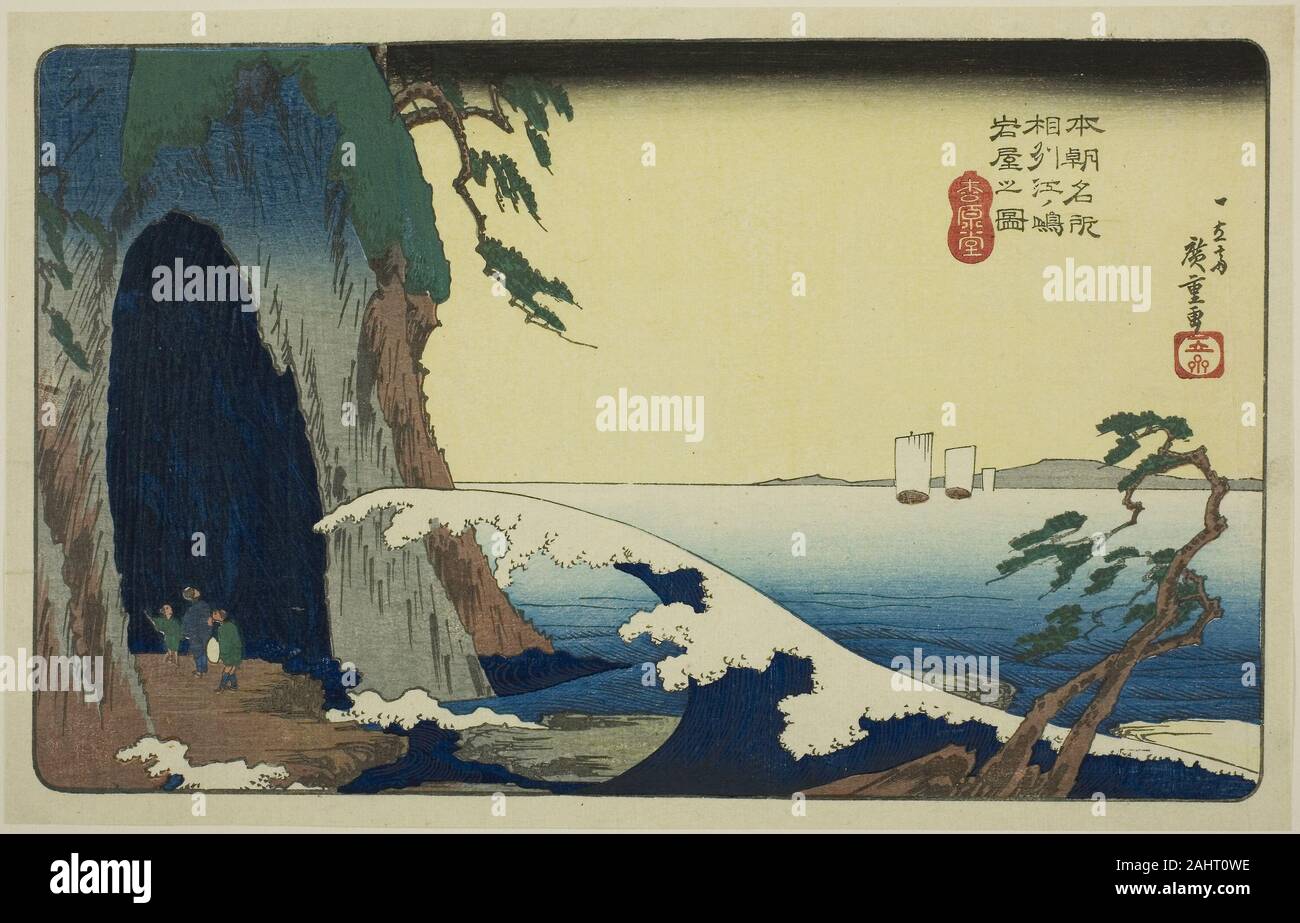 Utagawa Hiroshige. Die Höhle in Enoshima in Sagami Provinz (soshu Enoshima iwaya nicht zu), aus der serie bekannte Orte von Japan (Honcho Meisho). 1832 - 1844. Japan. Farbe holzschnitt; Oban Stockfoto