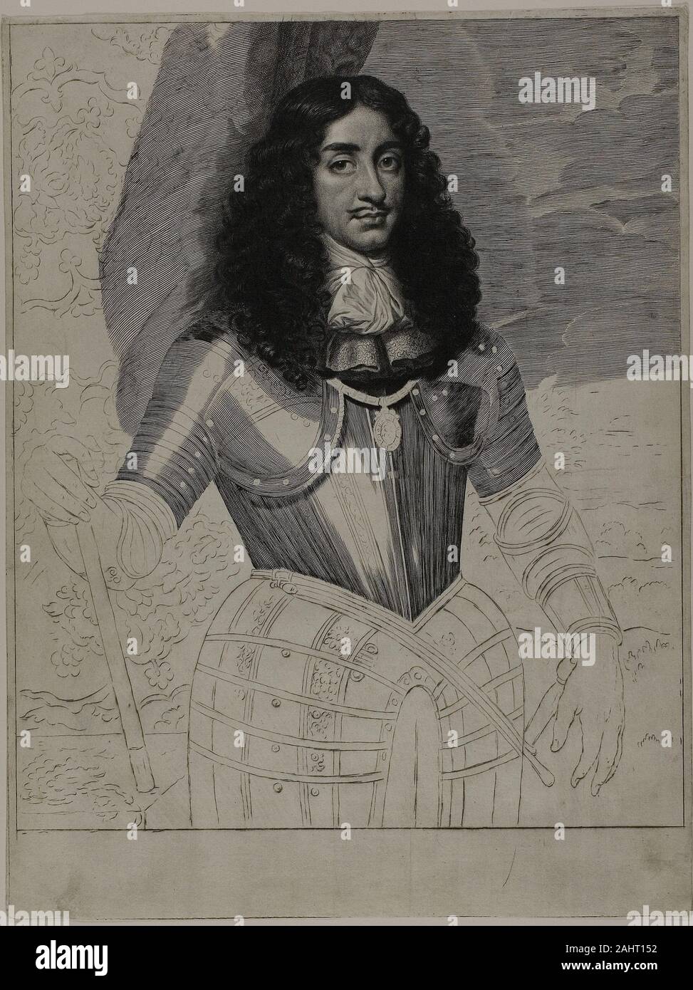 Cornelis Van Dalen, I. Charles II., König von England. 1658 - 1663. Holland. Gravur und Kaltnadelradierung auf Elfenbein Bütten Stockfoto