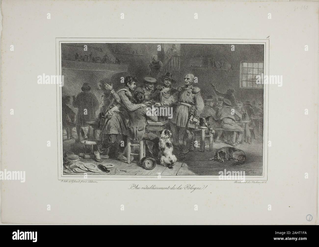 Denis Auguste Marie Raffet. Zur Wiederherstellung der Polen!. 1831. Frankreich. Lithographie in Schwarz auf Elfenbein webte Papier Stockfoto