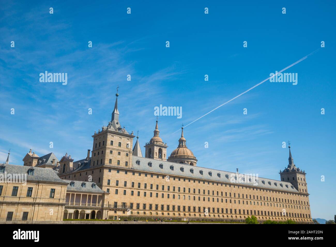 Fassade des Königlichen Kloster. San Lorenzo del Escorial, Madrid-Segovia, Spanien. Stockfoto