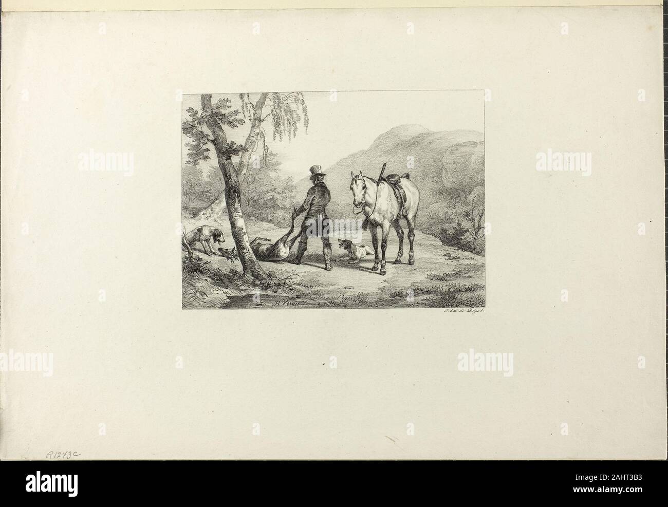 Horace Vernet. Der Steinbruch. 1809 - 1863. Frankreich. Lithographie in Schwarz auf Elfenbein webte Papier Stockfoto