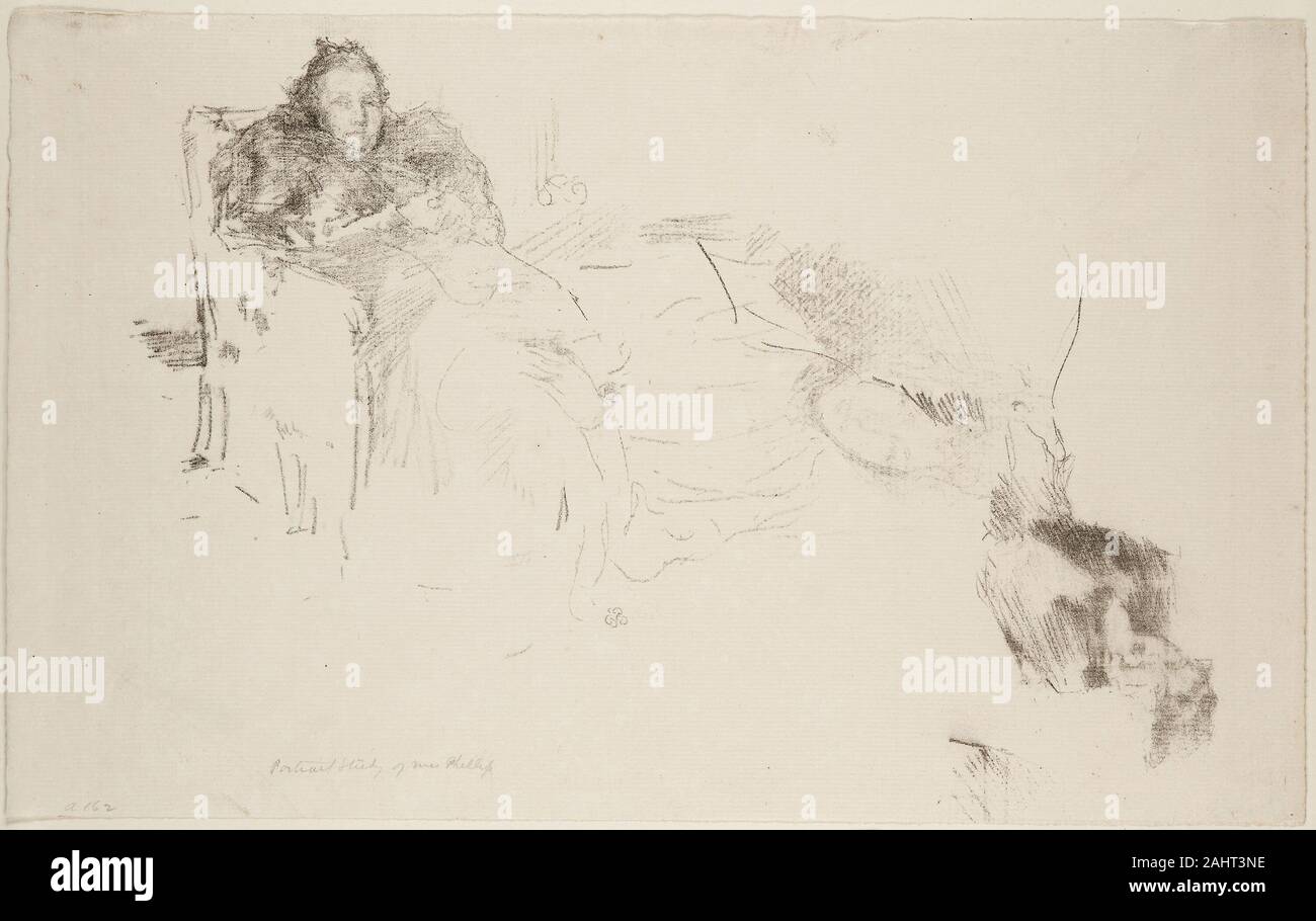 James McNeill Whistler. Portrait Studie Frau Philip, Nr. 4 [Studien des Philips]. 1897. In den Vereinigten Staaten. Transfer Lithographie in Schwarz, über Gradmesser der Lithographie in Schwarz gedruckt, auf Elfenbein Bütten Stockfoto