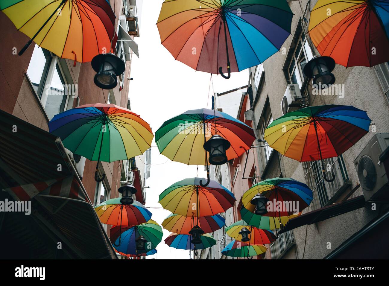 Colorful Umbrella Street Decoration On Stockfotos Und Bilder Kaufen Alamy