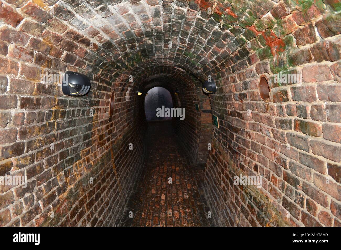 Tunnel Rekonstruktion der Viktorianischen Kanalisation im Museum von Wissenschaft und Industrie, MOSI, Manchester, UK Stockfoto