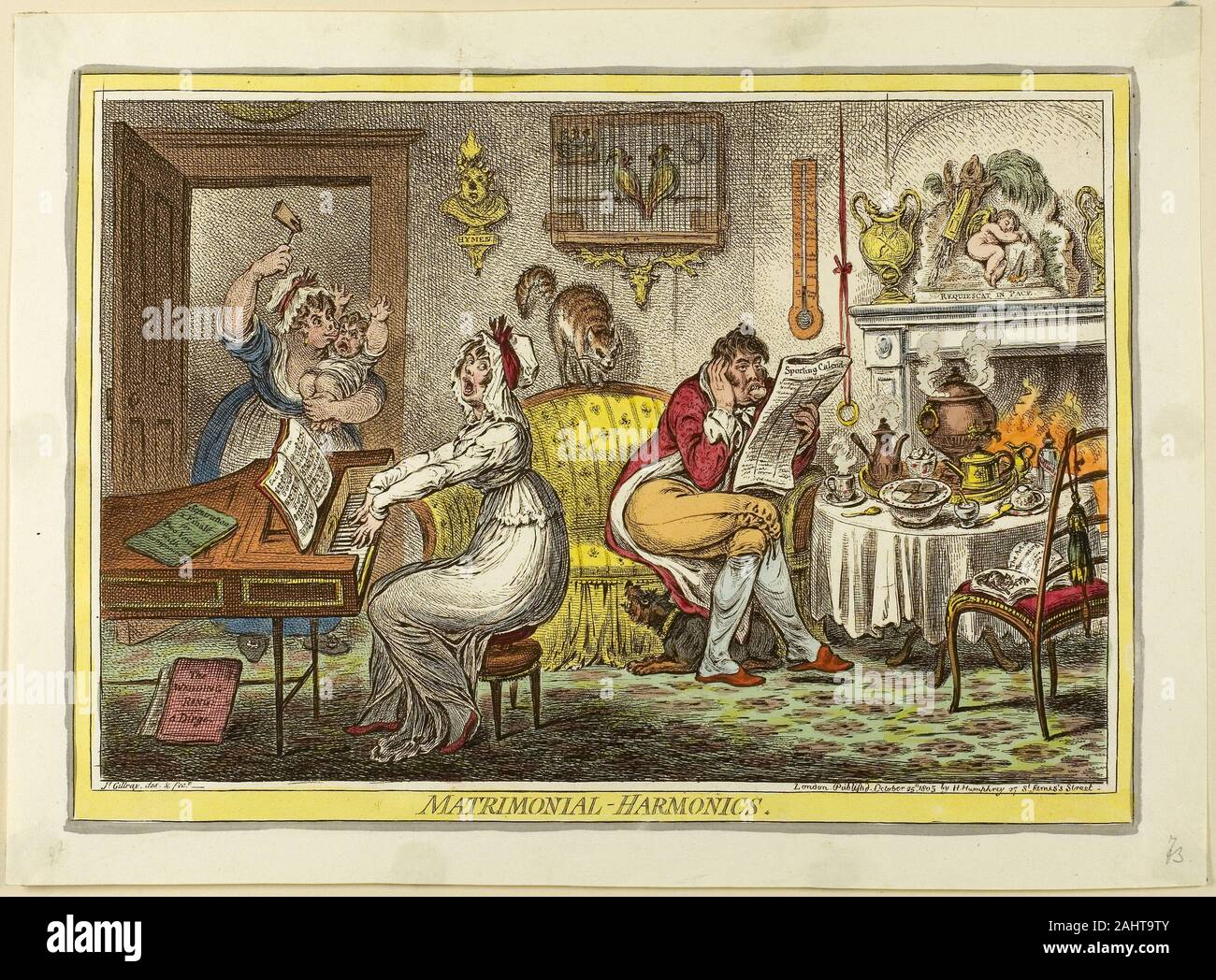 James Gillray. Matrimonial-Harmonics. 1805. England. Handcolorierte Radierung auf Papier Stockfoto