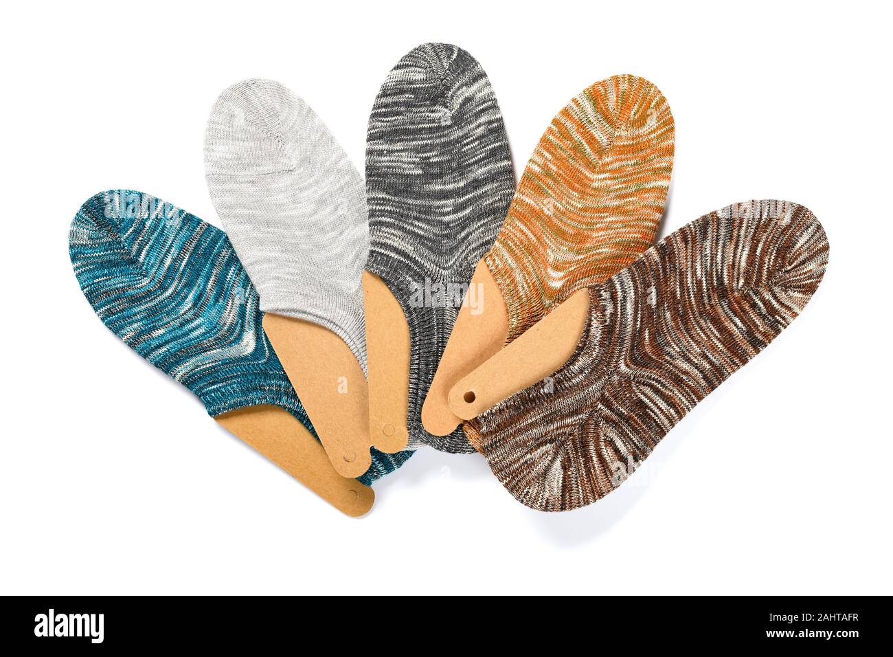 Multicolor Socken für Männer auf weißem Hintergrund Stockfoto
