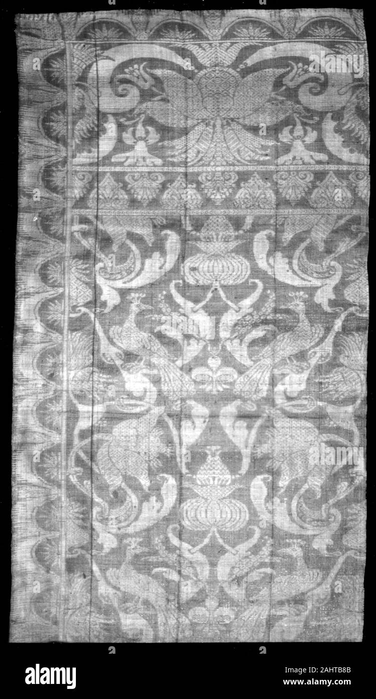 Panel. 1601 - 1625. Italien. Seide und Silber vergoldet Streifen, in Leinwandbindung mit ergänzenden Musterung Tressen Stockfoto