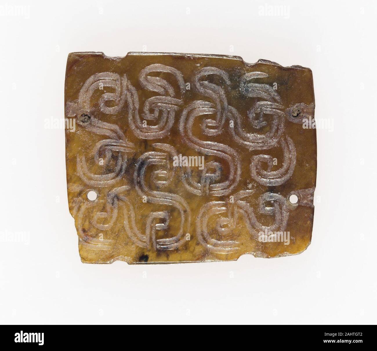 Plakette mit verketteten Schriftrollen. 700 v. Chr. - 600 v. Chr.. China. Jade Stockfoto