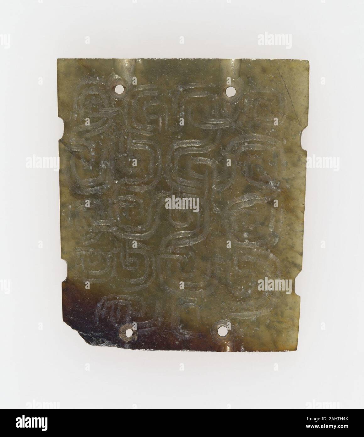 Plakette mit verketteten Schriftrollen. 700 v. Chr. - 600 v. Chr.. China. Jade Stockfoto