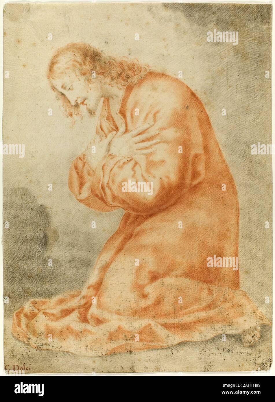 Carlo Dolci. Christus kniet. 1636 - 1686. Italien. Rote und schwarze Kreide auf Elfenbein Bütten Stockfoto