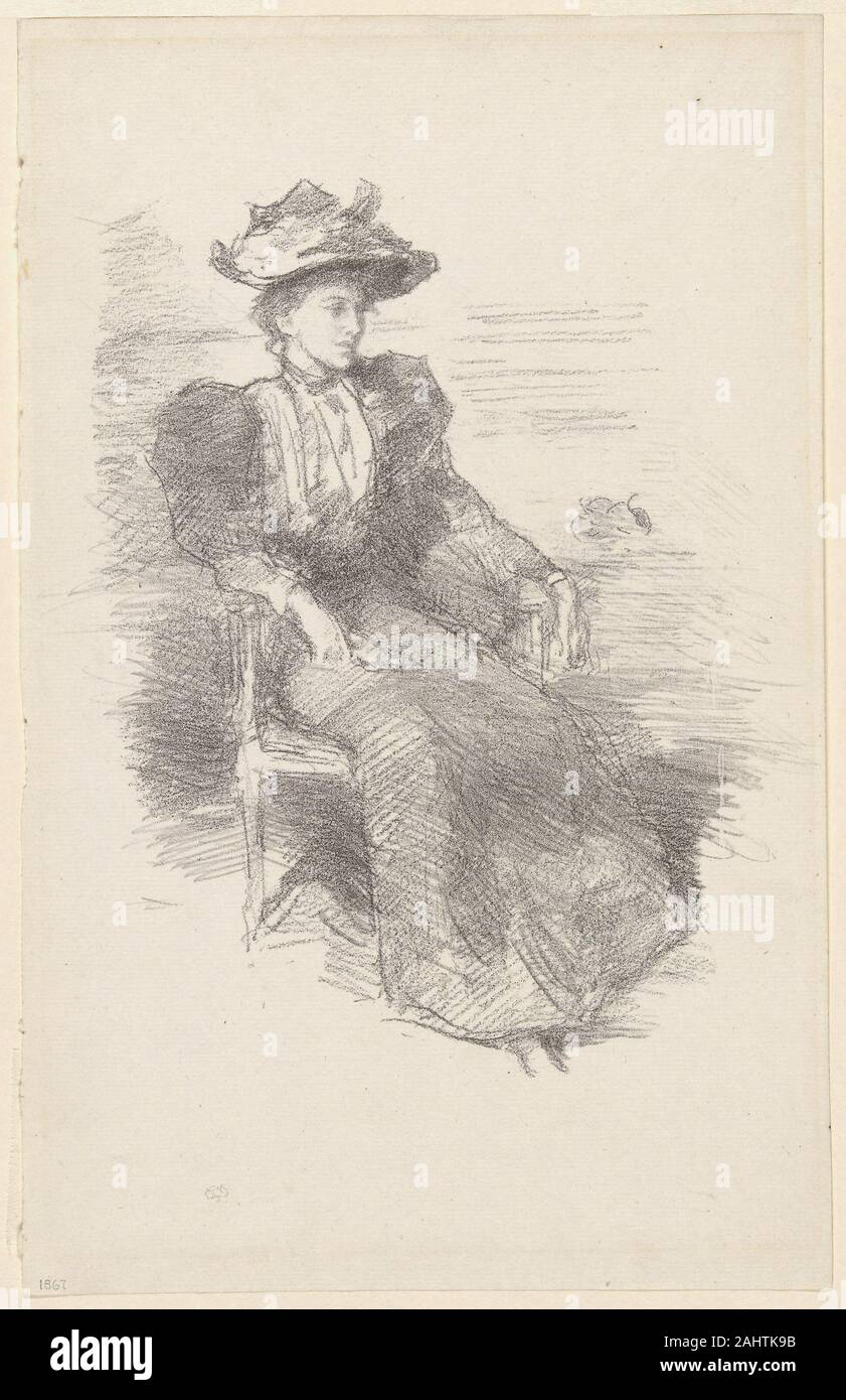 James McNeill Whistler. Ein Porträt Mildred Howells. 1894. In den Vereinigten Staaten. Transfer Lithographie in Schwarz mit Schaben, auf Elfenbein Bütten Stockfoto