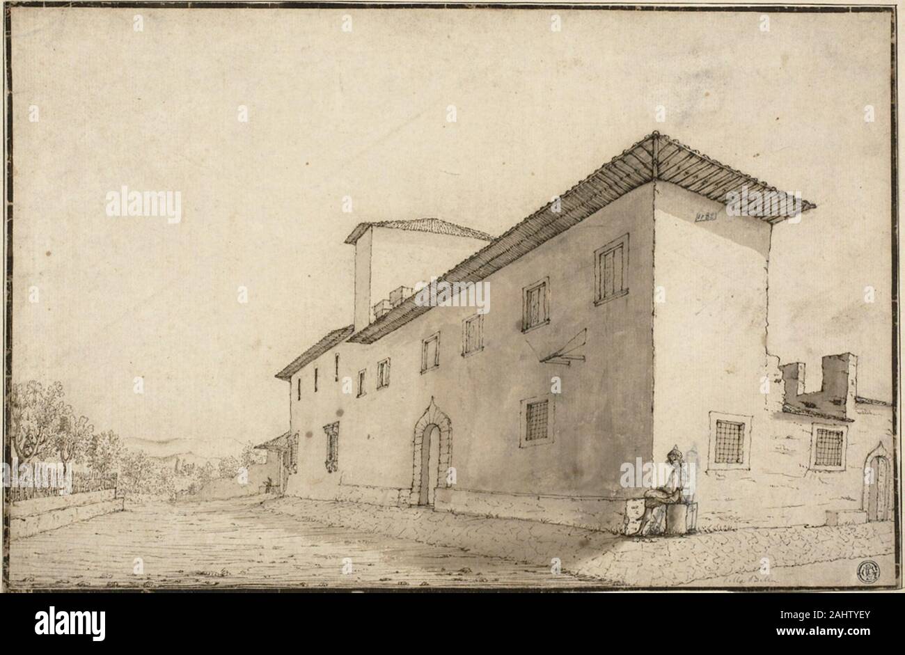 Remigio Cantagallina. Die Villa Bellagio, Castello, in der Nähe von Florenz. 1590 - 1656. Italien. Feder und Tinte, braun mit Pinsel und braun Waschen und Graphit, auf Creme Bütten, Trinkgeld auf Creme Bütten Stockfoto