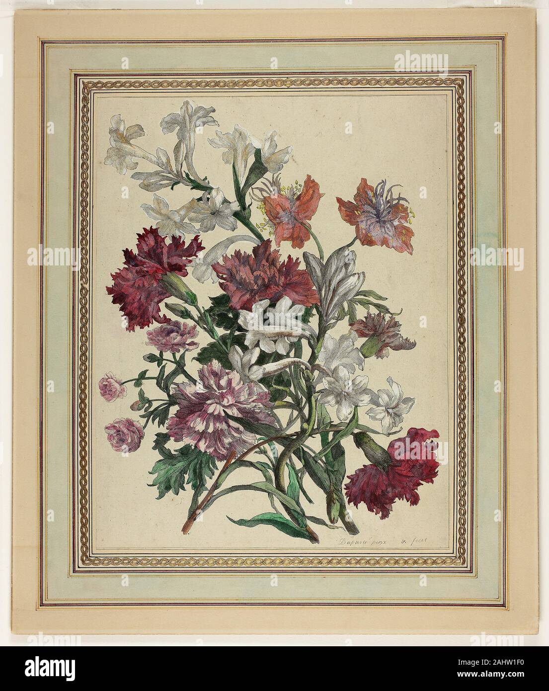 Jean Baptiste Monnoyer. Florale Stück. 1651 - 1699. Frankreich. Hand - farbige Gravur in auf Papier Stockfoto