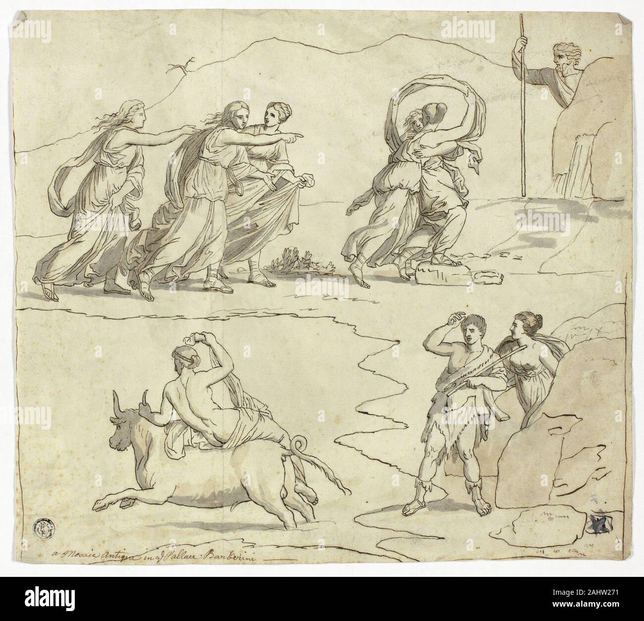 James Barry. Antike Mosaik in der Barberini Palace. 1761-1806. Irland. Pen und braun Tinte, mit Pinsel in Grau und Braun waschen, auf Elfenbein Bütten Stockfoto