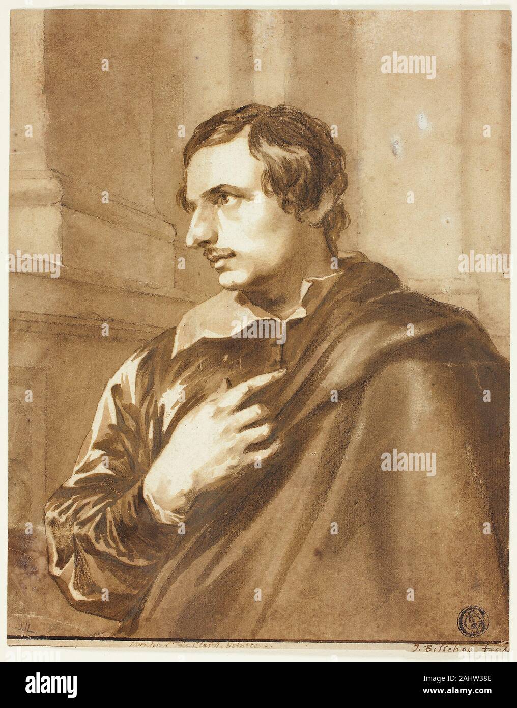 Jan de Bisschop. Jean Leclerc. 1648-1671. Holland. Pen und braune Tusche und Pinsel und Braun waschen, mit Spuren von Schwarze Kreide, auf Elfenbein Bütten Stockfoto
