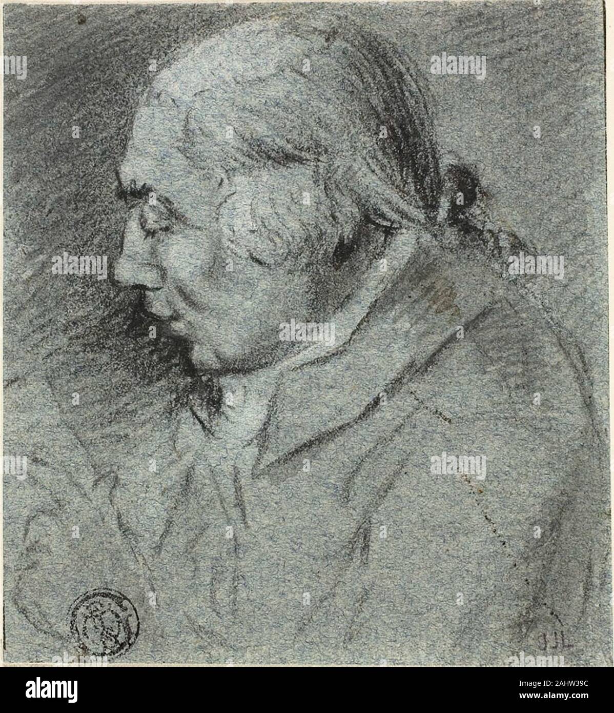 Pieter Gaal. Portrait von H.W. Schweieckhardt. 1815 - 1819. Holland. Schwarz Pastell, mit weißer Kreide, Pinsel in Grau waschen verstärkt, und berührt von Pen und braun Tinte, auf blauem Papier Stockfoto