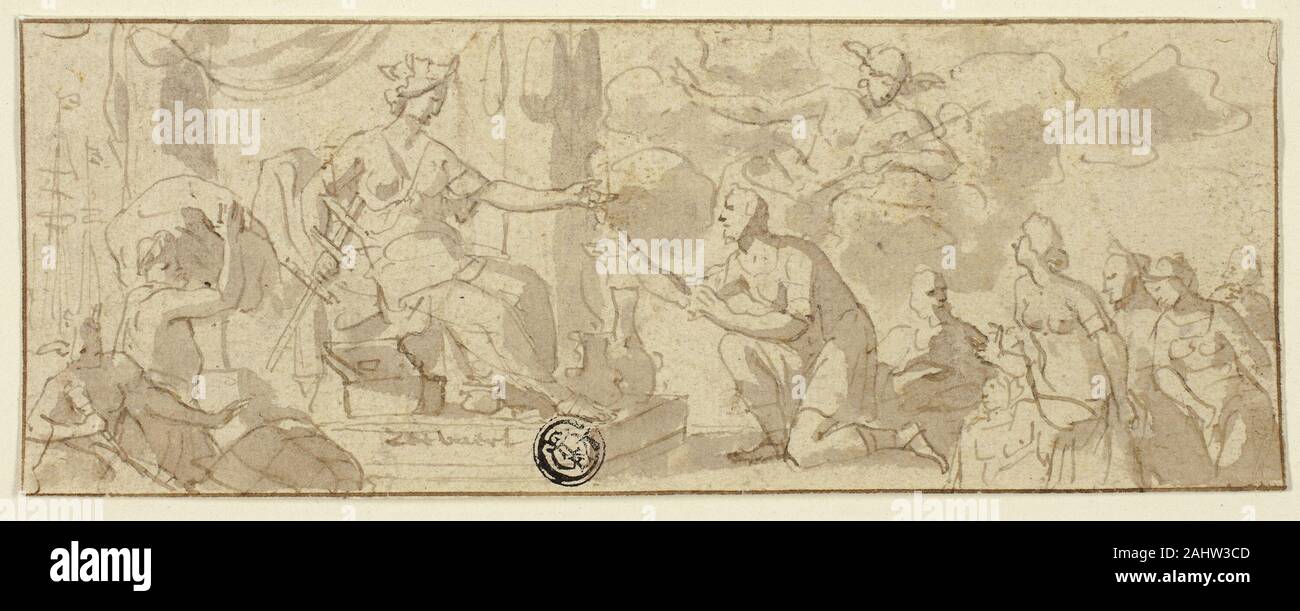 Jan Luyken. Allegorie der Navigation. 1621 - 1712. Holland. Feder und Tinte, braun mit Pinsel und Braun waschen, Auf festem Bütten Stockfoto