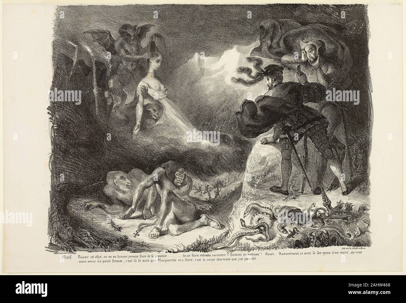 Eugène Delacroix. Marguerite's Ghost 28,18 Faust, aus Faust. 1828. Frankreich. Lithographie in Schwarz auf Elfenbein webte Papier Stockfoto