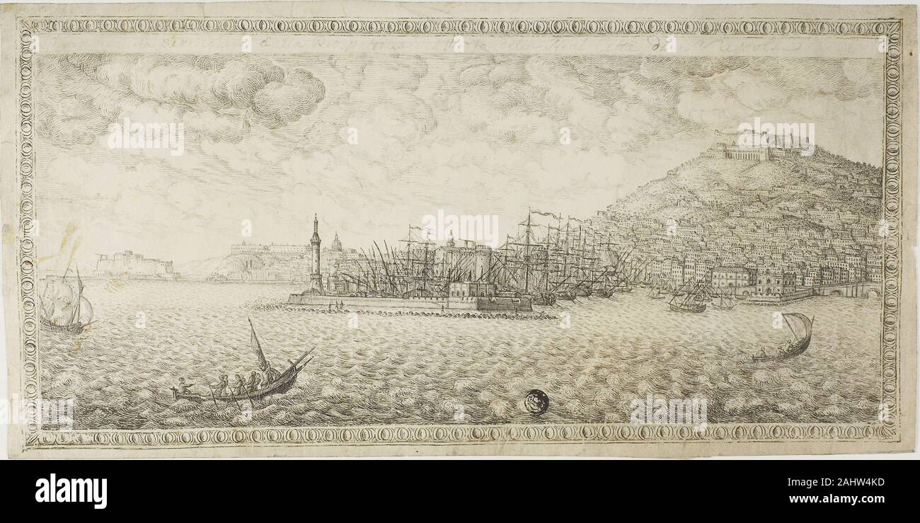Unbekannte italienische. Hafen von Neapel. 1600 - 1699. Italien. Feder und schwarzer Tinte auf Pergament Stockfoto