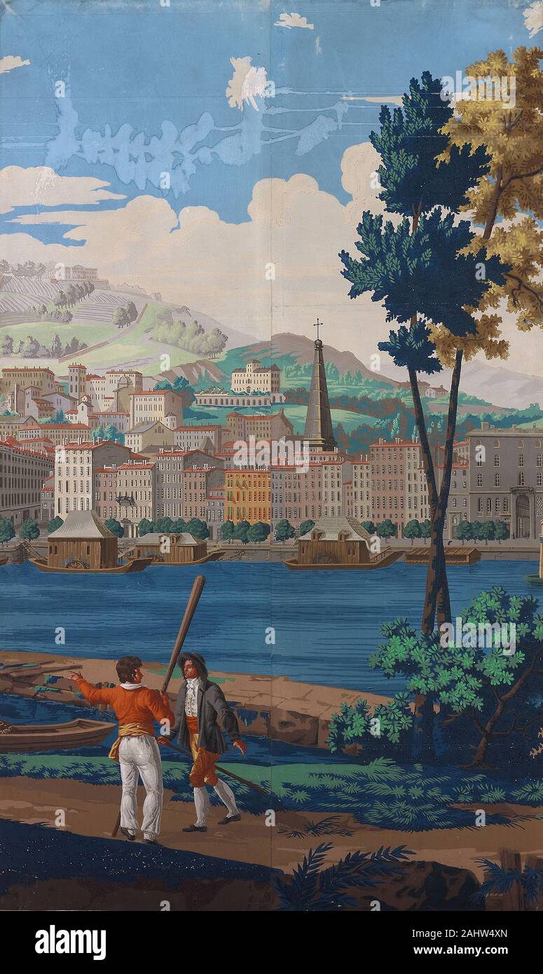 Zwei Panels der Blick auf Lyon. 1821. Frankreich. Block - gedruckt, Farbe auf Papier Stockfoto