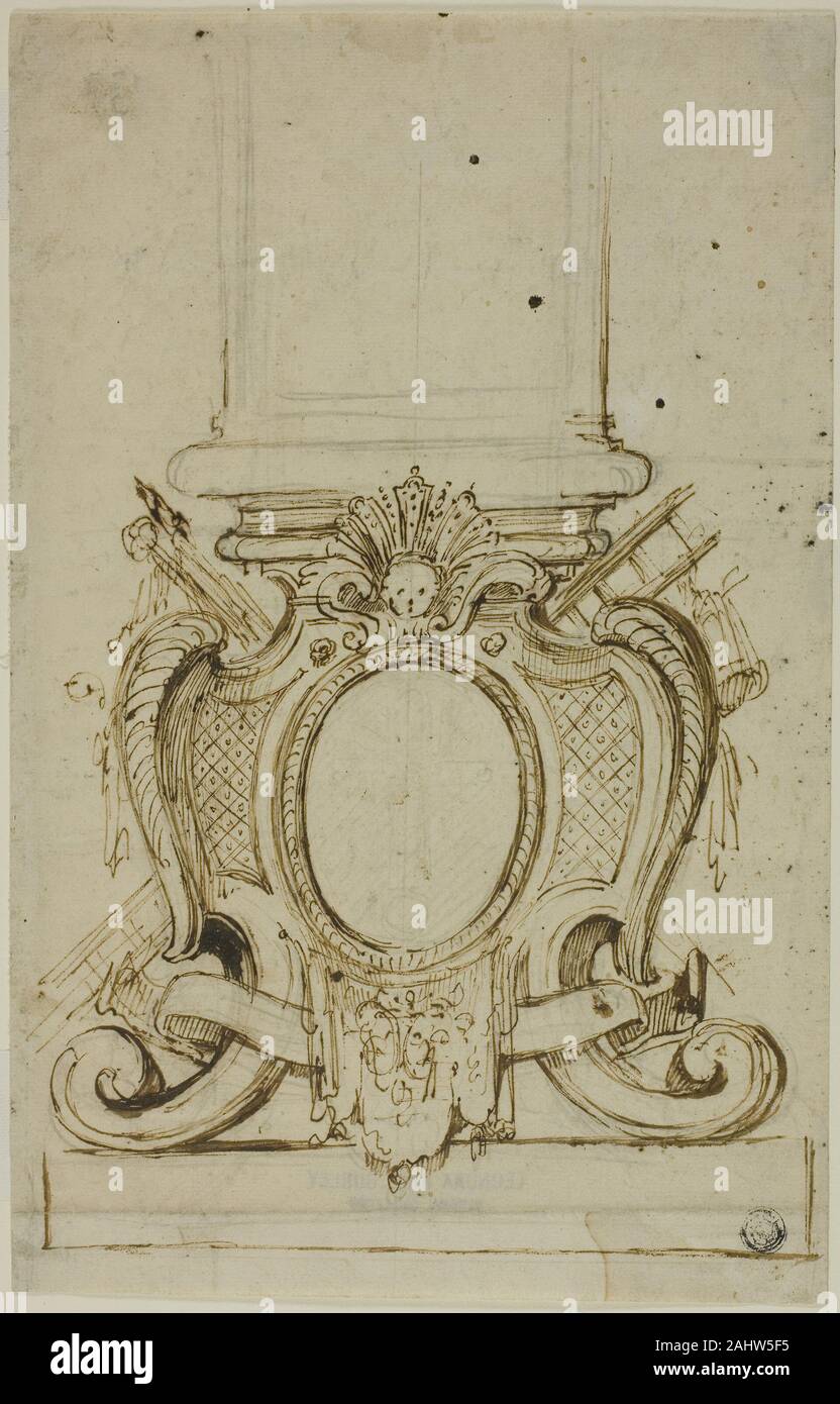 Unbekannter Künstler. Design für die Basis eines Sockels. 1700 - 1799. Frankreich. Pen und brauner Tinte über Graphit, an den cremefarbenen Papier Stockfoto