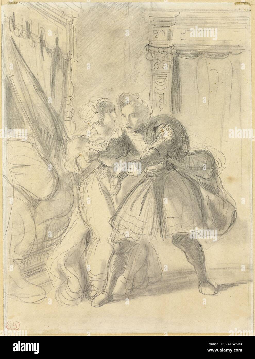 Eugène Delacroix. Studie. 1836 - 1843. Frankreich. Graphit und stumping auf Creme webte Papier Stockfoto