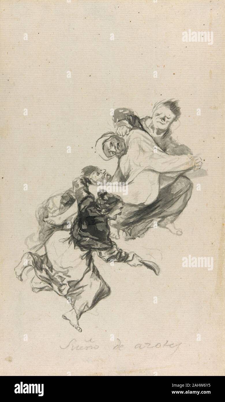 Francisco José de Goya y Lucientes. Traum von Auspeitschen. 1801 - 1803. Spanien. Schwarz Aquarell auf Elfenbein, mäßig strukturiertem Papier mit Wasserzeichen. Stockfoto