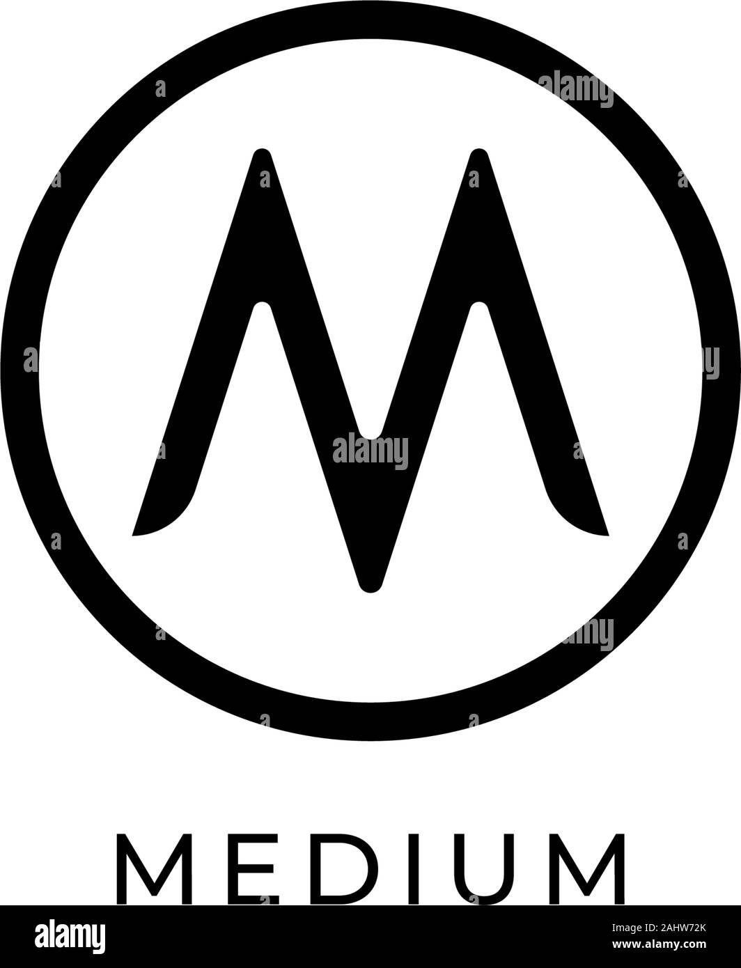 Buchstabe M Logo Design Vorlage, Abdschad erste Logo Konzept, einzelne Schriftart, Einfach und Sauber, Schwarz und Weiß, Lettermark Schriftzug, Ellipse abgerundete Form Stock Vektor