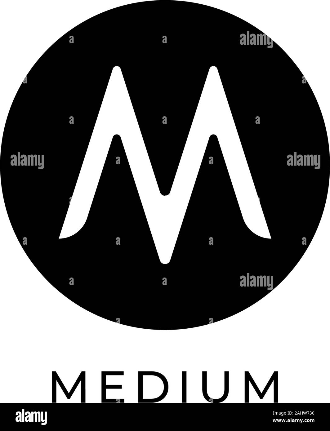 Buchstabe M Logo Design Vorlage, Abdschad erste Logo Konzept, einzelne Schriftart, Einfach und Sauber, Schwarz und Weiß, Lettermark Schriftzug, Ellipse abgerundete Form Stock Vektor