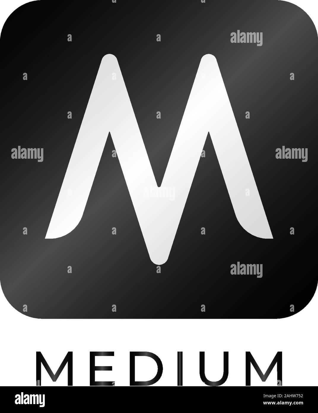 Buchstabe M Logo Design Vorlage, abgerundete quadratische Logo Konzept, Schwarz & Weiß, Einfach und Sauber Stock Vektor