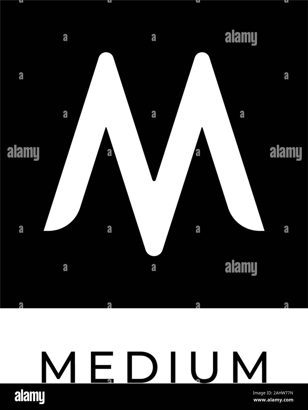 Buchstabe M Logo Design Vorlage, quadratische Logo Konzept, Schwarz & Weiß, Einfach und Sauber Stock Vektor