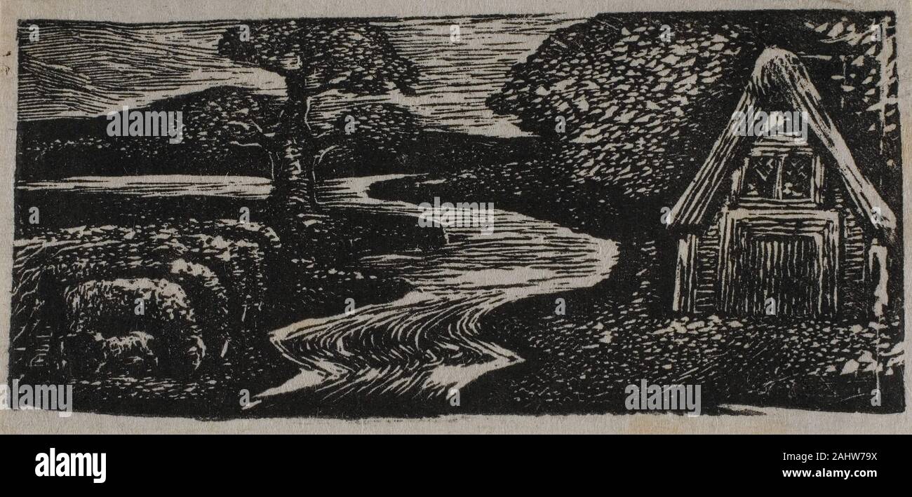 William Blake. Sabrina silbrig-Flut, vom Pastorals von Virgil. 1821. England. Holzstich auf Off-white webte Papier Stockfoto