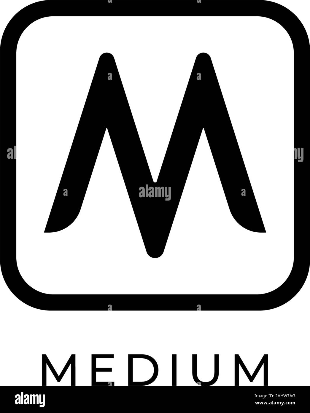 Buchstabe M Logo Design Vorlage, abgerundete quadratische Logo Konzept, Schwarz & Weiß, Einfach und Sauber Stock Vektor