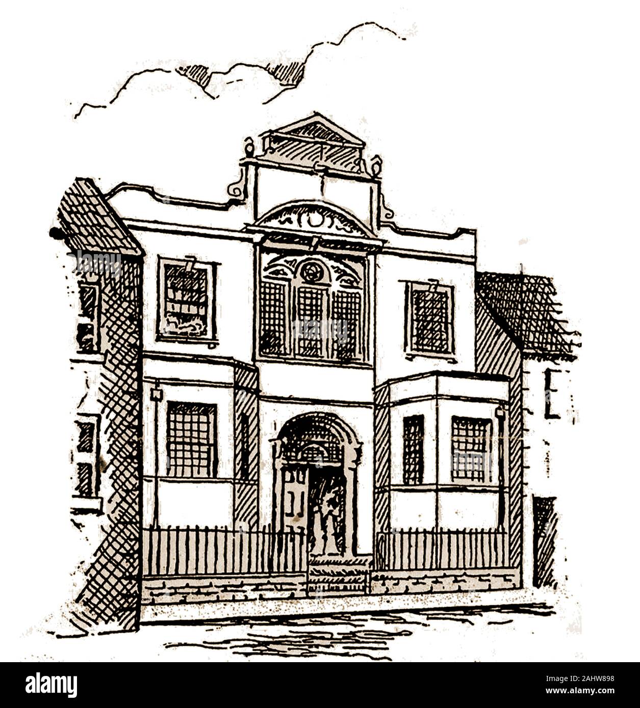 1903 - Ehemalige Primitive methodistische Kirche & Sonntagsschule, Whitby, North Yorkshire, UK. Wenn stillgelegt es in eine private Residenz gedreht wurde, später wird ein indisches Restaurant. Die ursprüngliche Kapelle auf dieser Seite wurde 1821 zu einem Preis von £ 1.000 gebaut. Die Sunday School wurde 1835 aufgenommen. Es wurde teilweise umgebaut und erweitert 1841 und erneut im Jahr 1902 (siehe Abbildung), es wurde von dem Architekten, W.G. konzipiert Smithson - 1903 - 4.150 £ kostet, Geld von Frauen Anbeter zunamen Clifford, Grau, Benson, Bowron, Wrightson, Cariss und Langley abgeschlossen. Robert Goodwill wurde lokale Steinmetz. Stockfoto