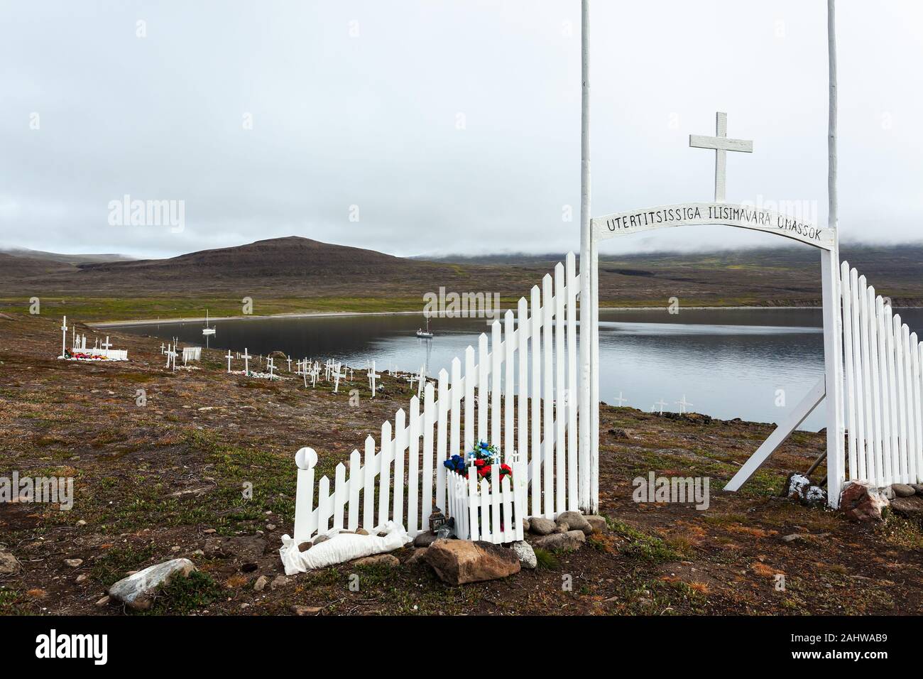 Eingangstor zum Friedhof (Upernavik, Grönland) Stockfoto