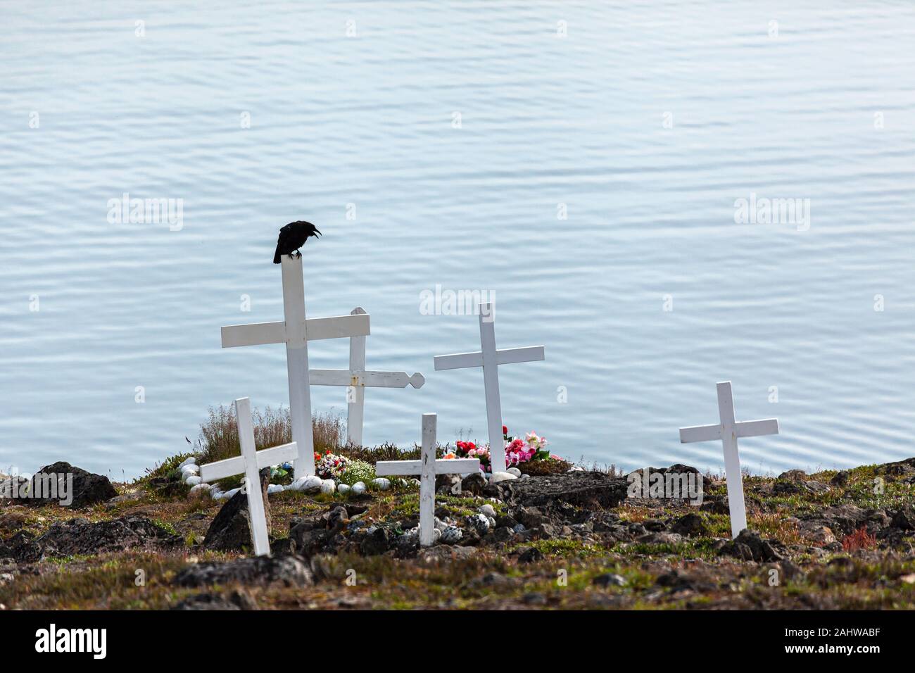 Friedhof in Grönland Stockfoto