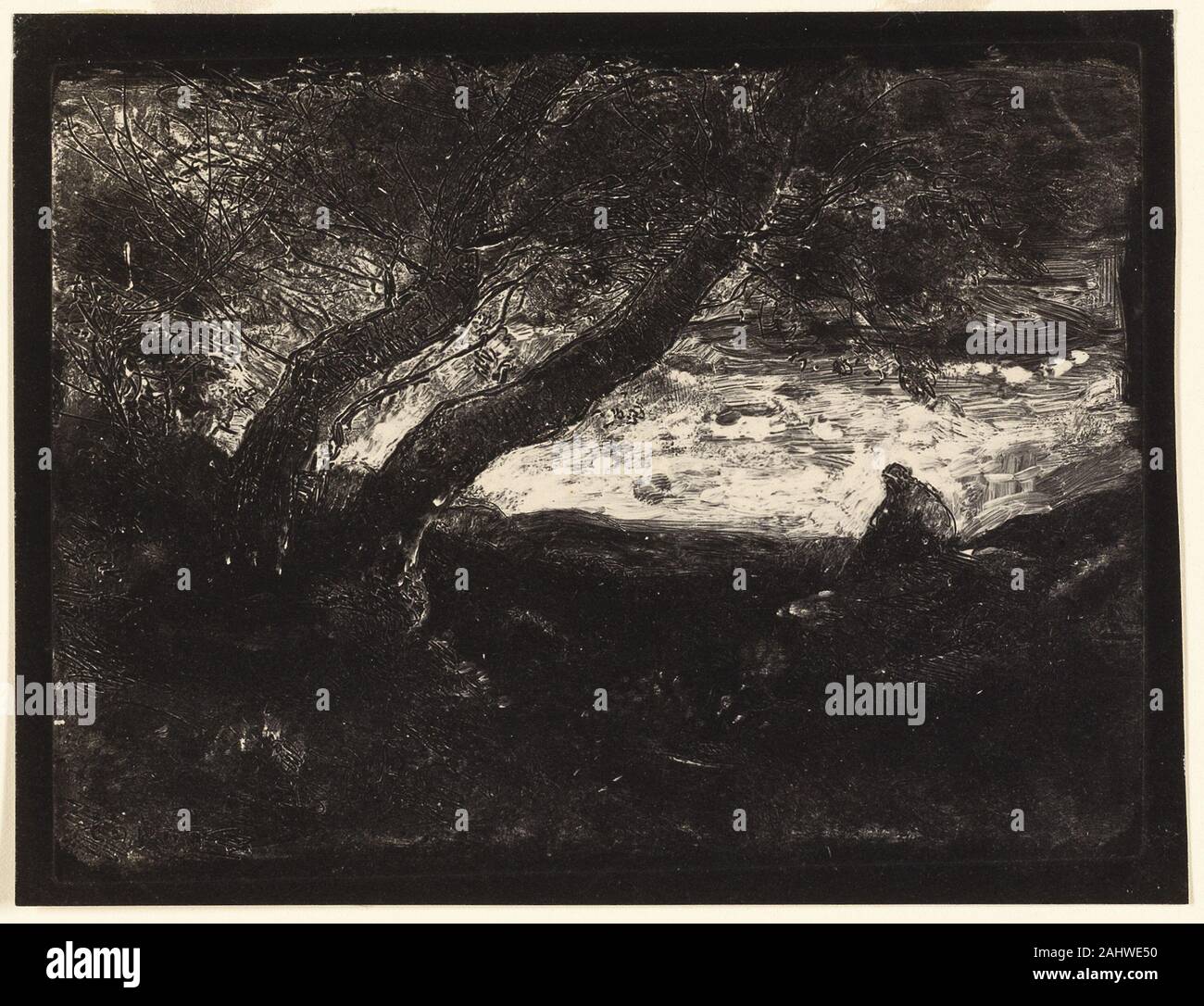 Jean Baptiste Camille Corot. Der Denker. 1854. Frankreich. Cliché-verre auf Elfenbein Fotopapier Stockfoto