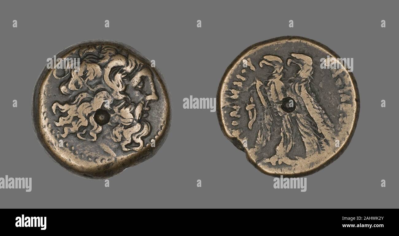 Der ägyptischen Antike. Münze Darstellung des Gottes Zeus. 117 v. Chr. - 111 v. Chr.. Ägypten. Kupfer Stockfoto