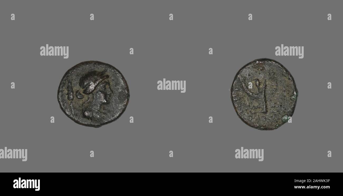 Antike Griechische. Hexas (Münze) mit der Darstellung der Göttin Demeter. 241 v. Chr. - 1 v. Chr.. Griechenland. Bronze Stockfoto Antike Griechische. Hexas (Münze) mit der Darstellung der Göttin Demeter. 241 v. Chr. - 1 v. Chr.. Griechenland. Bronze Stockfoto