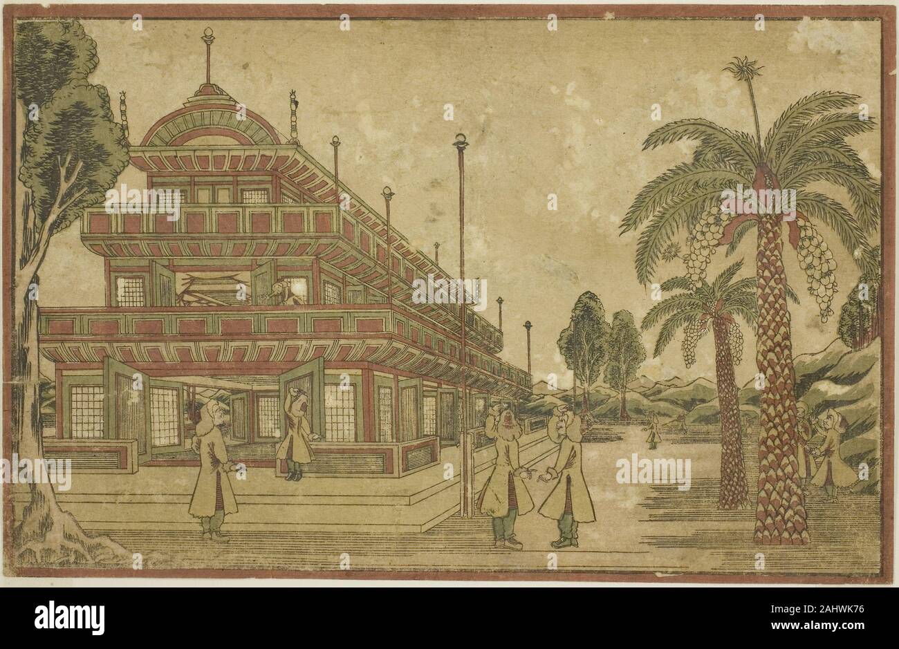 Utagawa Kuninaga. Neu niederländische Perspektive das Grab von König Mausolus in Asien veröffentlicht. 1820 - 1830. Japan. Farbe holzschnitt Stockfoto