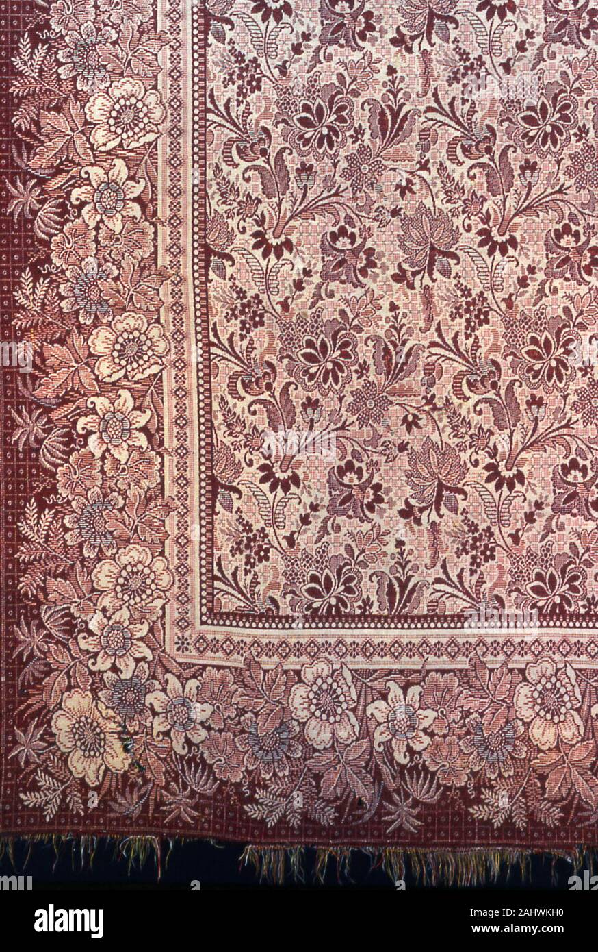 Teppich. 1830 - 1839. Kanada. Wolle, in Leinwandbindung; doppelte Tuch Stockfoto