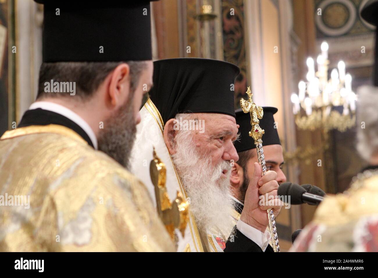 Der Erzbischof von Athen und ganz Griechenland in Athen Ieronymos Kathedrale Stockfoto