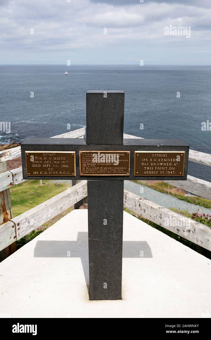 Kreuz der Erinnerung am Kap Spear in Neufundland und Labrador, Kanada. Stockfoto