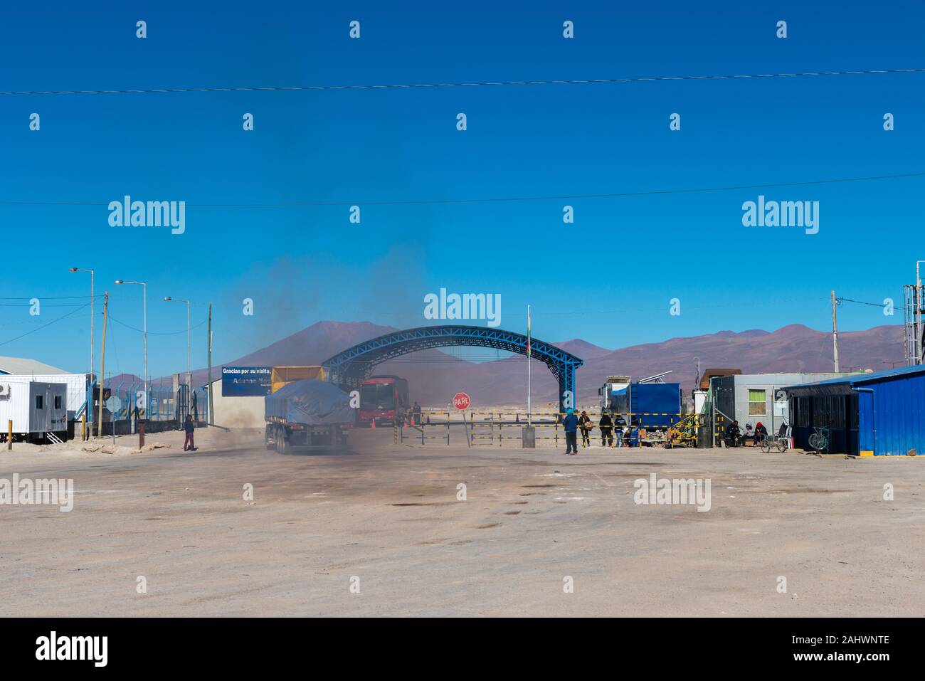 Administración de aduana Frontera Avaroa, bolivianischen Grenze zu Chile, Anden, im Südwesten von Bolivien, Latein Amreica Stockfoto