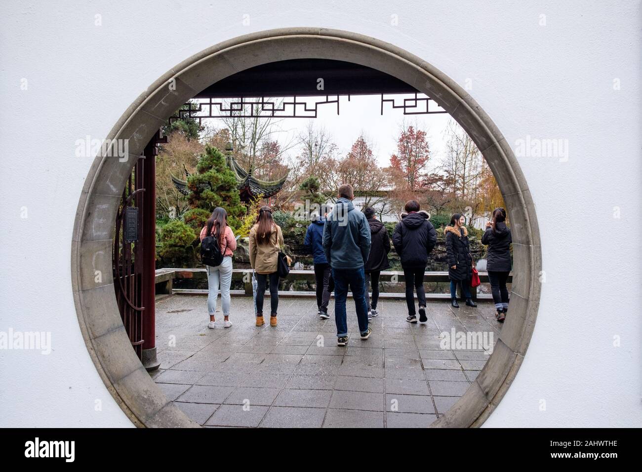 Eingang zu Dr. Sun Yat-Sen Park, Chinesisches öffentlichen Park, Vancouver, British Columbia, Kanada Stockfoto