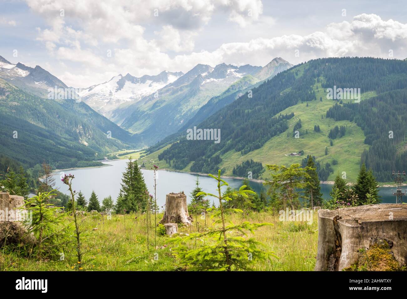 Malerischer Blick auf den See "urlassboden" in der Nähe der Stadt von Gerlos, Österreich im Zentrum der Alpen. Stockfoto